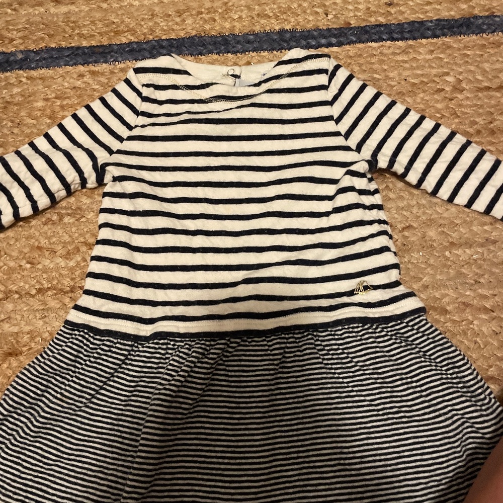 Petite bateau navy and white dress